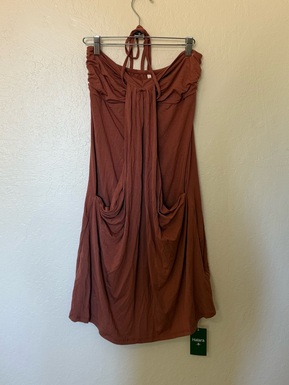 Halara Halter Tie Back Mini Resort Dress with Pockets size medium